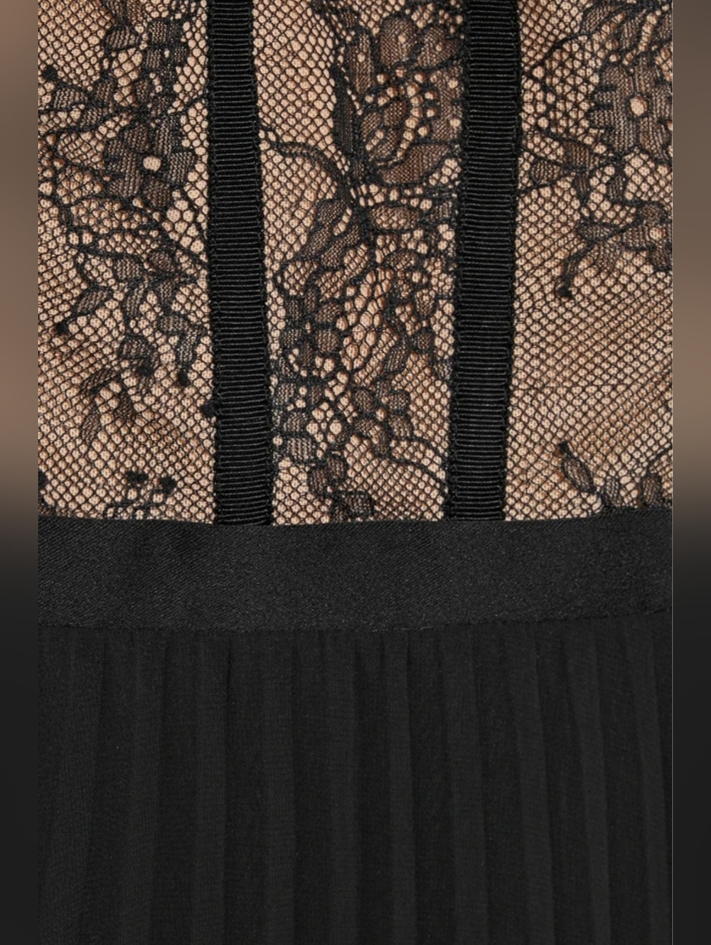 Black Lace-Trim Midi Dress with Handkerchief Hem - Picture 3 of 14